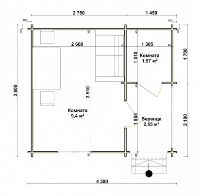 Садовый дом "БРЮГГЕ 2" 4300х3800 мм