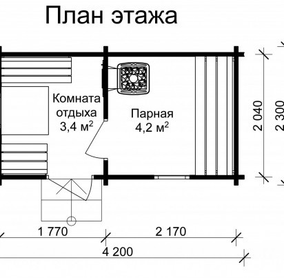Мобильная баня Юнига 4200*2300