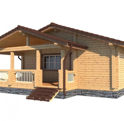 Баня 7200х8570 с открытой террасой